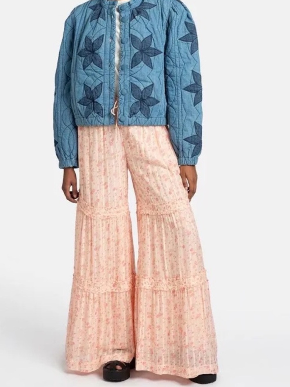 Free People Emmaline Printed Chiffon Trousers